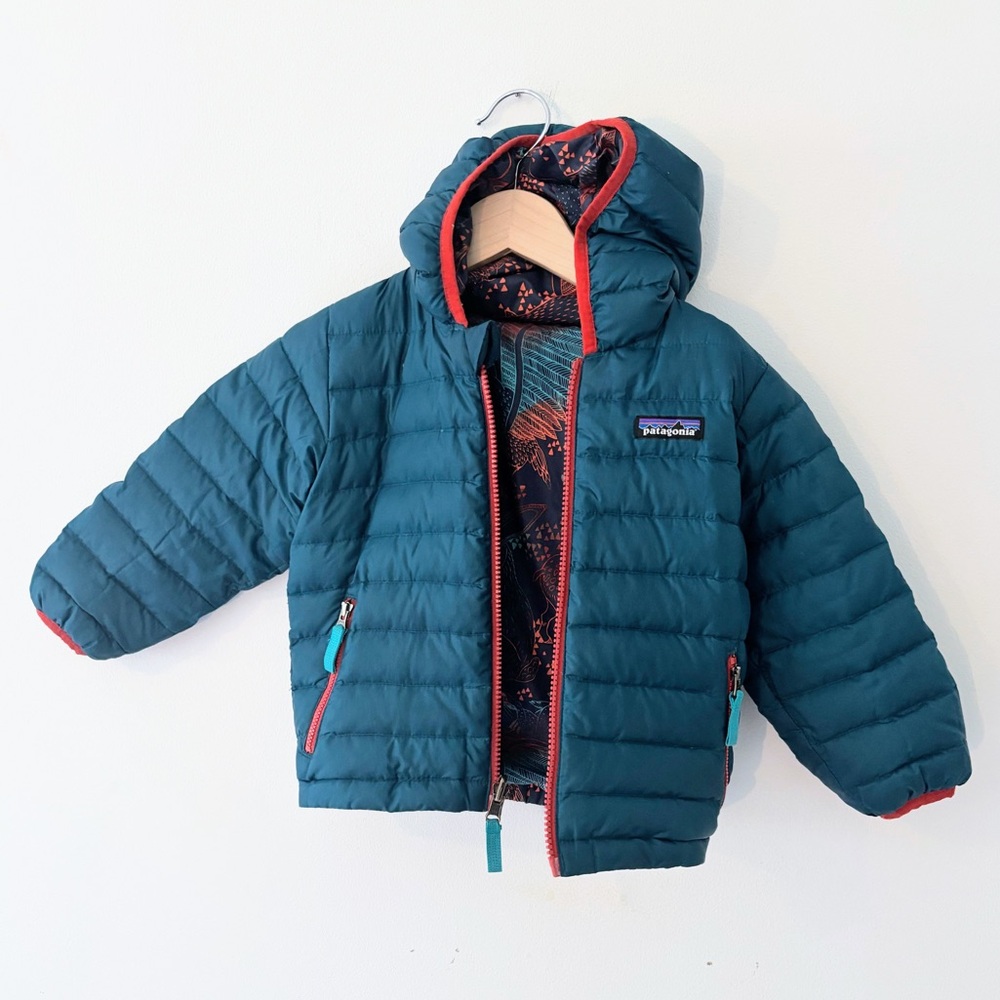 Patagonia Reversible Down Sweater Hoodie Jacket Size 2T Hoody Full Zip Coat Puff